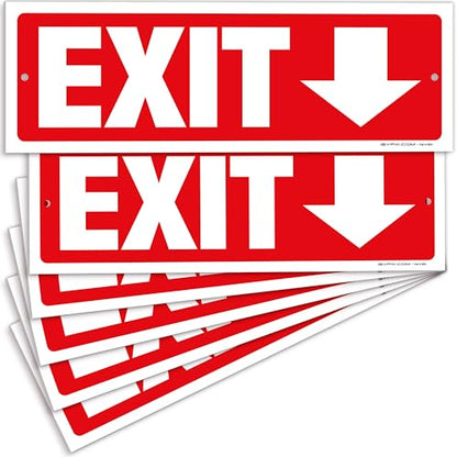 iSYFIX Exit Signs, 6 Pack, 12x4 Inch, Directional Down Arrow - color: Plastic Down, size: 6 Pk 12x4