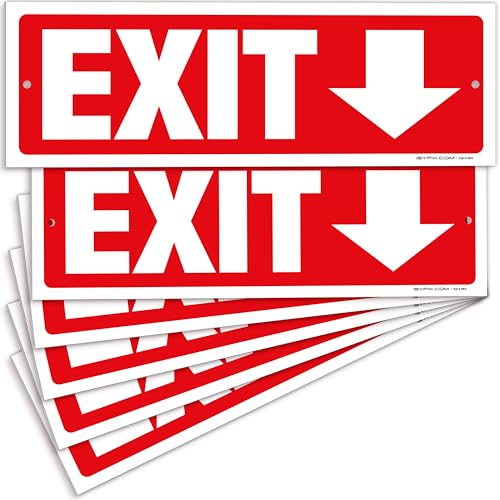 iSYFIX Exit Signs, 6 Pack, 12x4 Inch, Directional Down Arrow - color: Plastic Down, size: 6 Pk 12x4
