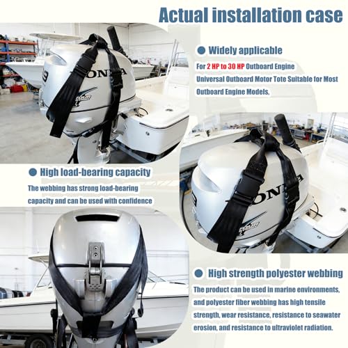 Outboard Motor Hoist Harness, Lift Strap for 2 HP to 30 HP Outboard Engines - size: 2HP-30HP