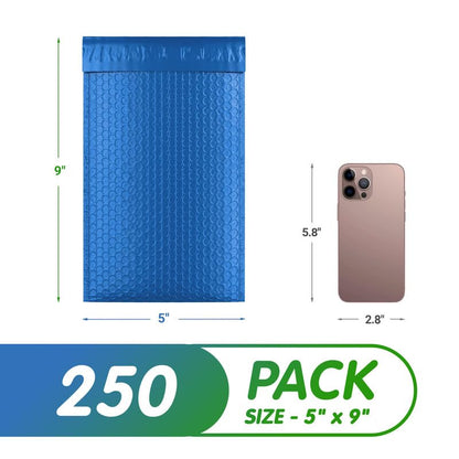 Blue Poly Bubble Mailers 5 x 9 Inch. Pack of 250 Padded Envelopes Waterproof. Self Seal Padded Mailers with Durable Seams. Lightweight Padded Shipping Envelopes for Mailing Fragile Things - color: Light Blue, size: 5" x 9" / 250 Pack