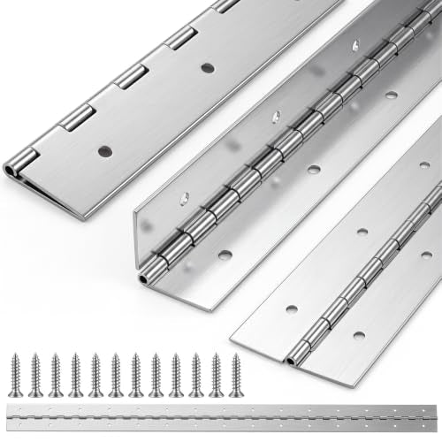 Wesiti 4 Pack 36 Inch Heavy Duty Piano Hinge 36" x 2" Stainless Steel 304 Silver Continuous Hinge for Large Cabinet, Industrial Storage Equipment Door, Commercial, DIY Wood Boxes, Woodworking - color: Silver, size: 36 Inch