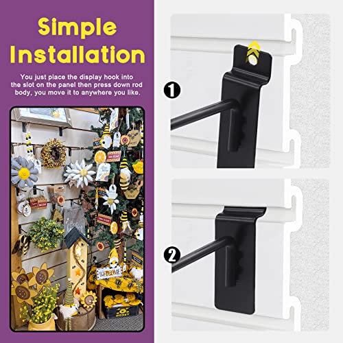 Swpeet 20Pcs 4 Inch Heavy Duty Slatwall Hooks Assortment Kit, Slatwall Accessories Slatwall Panel Hooks Garage Organization Slat Wall Hooks Pegboard Gridwall Hooks Display Hooks for Retail Black - size: 4 Inch