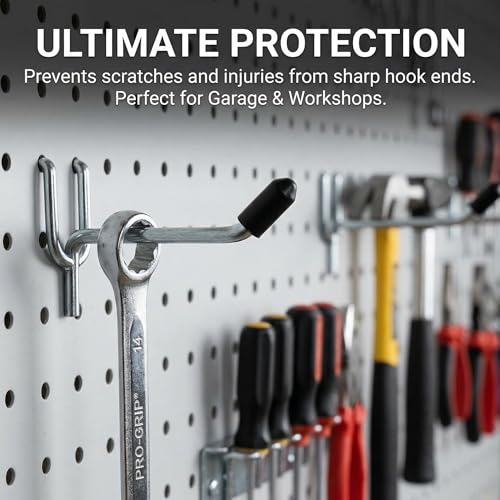 Angoily 300Pcs Pegboard Hook Tips 0.66 Inch Rubber End Caps for Pegboard Hooks Protective Prong Covers for Tool Organizer Accessories Easy Install Vinyl Hook End Caps for Garage and Store Display