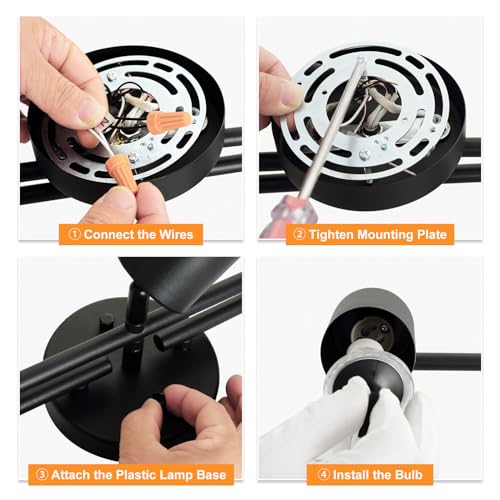 BoostArea 5 Light Track Lighting Kit, Black 5 Way Ceiling Spot Lighting, Center Swivel Track Light Heads, Flexibly Rotatable Light Head for Kitchen, Living Room, Bedroom, GU10 Bulb Not Included - color: Rotatable-5 Light-Black