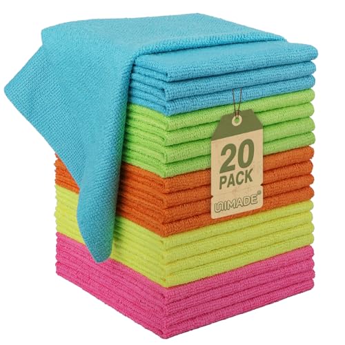 UNIMADE Microfiber Cleaning Cloth, 20 Pack Reusable Microfiber Towels - color: Multicolor, size: 20 Pack