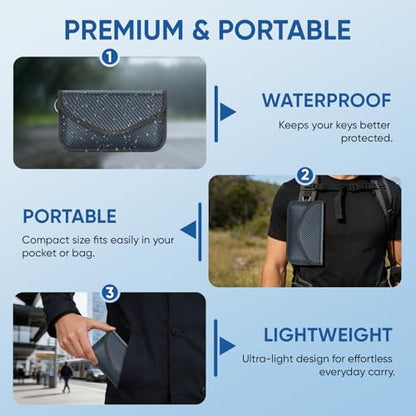 TICONN 2PK Faraday Bag for Car Key Fob, Anti-Theft NFC RFID Blocking Pouch - color: Navy, size: Large