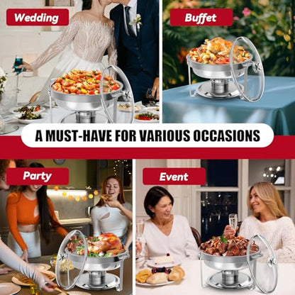 IMACONE Round Chafing Dish Buffet 6 Pack, 5QT Glass Lid - color: Glass