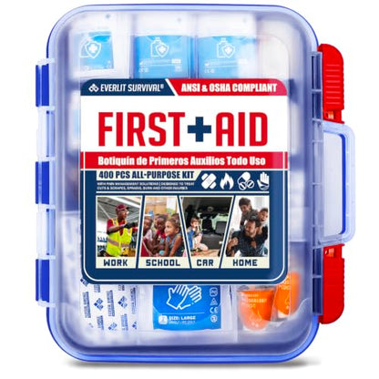 EVERLIT 400 Pcs OSHA Compliant First Aid Kit - color: Blue