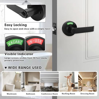 Malimali Vacant Occupied Bathroom Door Handle, Commercial Door Handle Locks - color: Matte Black