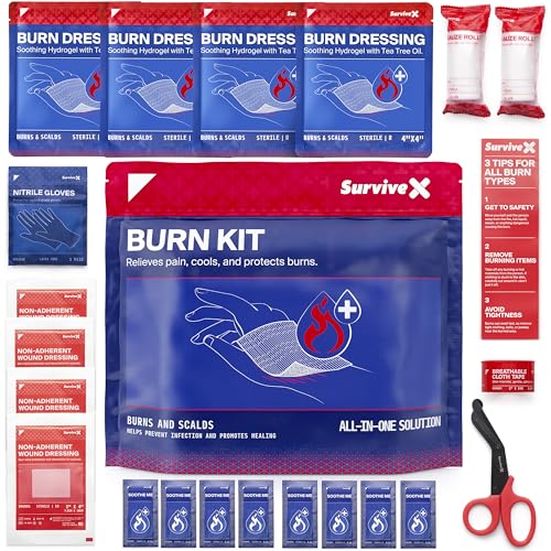 SurviveX Burn Care Kit - Cooling Hydrogel Dressings with Tea Tree Oil - style: Kit