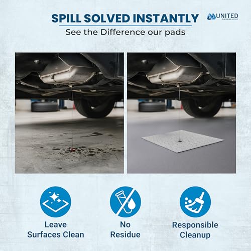 Oil Absorbent Pads – Heavy-Duty 15"x18" & 7.5"x18" Meltblown Polypropylene Mats | Tear-Resistant, Hydrophobic, Reusable, Fast Oil Cleanup for Automotive, Marine & Industrial Use (100, 7.5in x 18in) - size: 7.5in x 18in