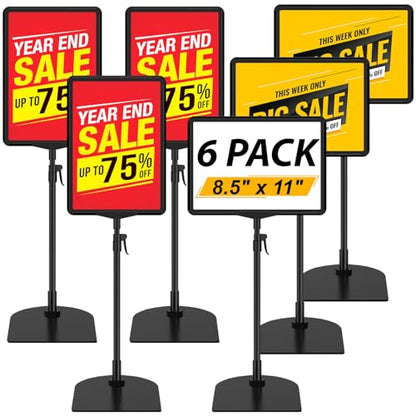 Table Top Sign Holder 8.5 x 11, Adjustable Floor Sign Holder Stand - size: 8.5"x11" 6 Pack