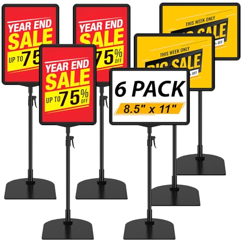 Table Top Sign Holder 8.5 x 11, Adjustable Floor Sign Holder Stand - size: 8.5"x11" 6 Pack