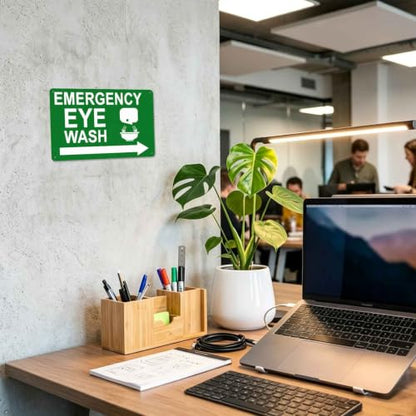 Emergency Eye Wash Direction Metal Sign 8 x 12 Inch