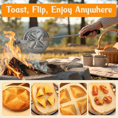 Tid Bit Handheld Sandwich Maker, Portable Sandwich Grill & Panini Press, Cast Aluminum Pie Iron, Retro 1945 Stovetop & Campfire Toaster for Hot Sandwiches, Pies, Paninis, RV & Camping - size: Tid-bid