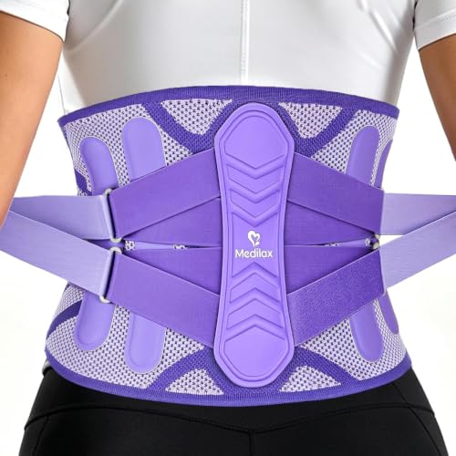 Medilax Back Brace For Lower Back Pain Women & Men, (Purple Gray,S) - color: Purple Gray, size: Small(Waist:27.6″-33.5″)