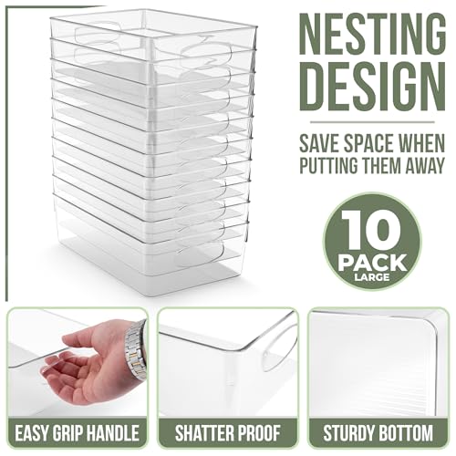 Sorbus Fridge Organizers and Storage, Clear Bins (Large, 10 Pack) - size: Large, style: 10 Pack