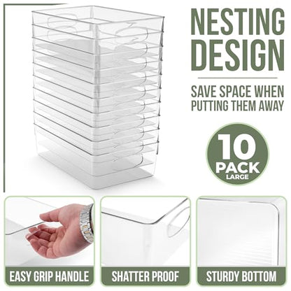 Sorbus Fridge Organizers and Storage, Clear Bins (Large, 10 Pack) - size: Large, style: 10 Pack