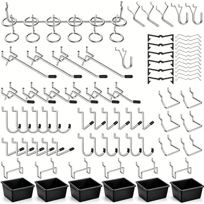 Pegboard Hooks Assortment, for Organizing Various Tools, with Pegboard Bins, 107 PCS, 48 of Which are Locks - style: 107PCS
