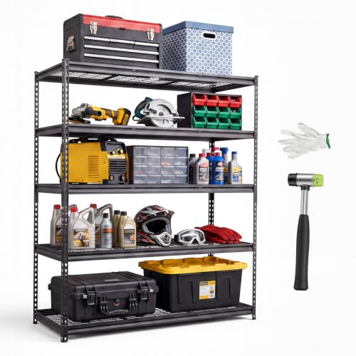 VEVOR Storage Shelves, 5-Tier 3000 lbs Garage Shelving 60 x 24 x 71.4 in - color: Black, size: 24" D x 60" W x 71.4" H