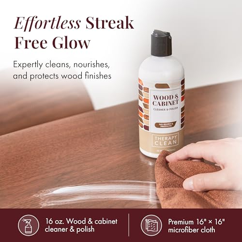 Therapy Wood Cleaner and Polish - Cabinet & Table Restorer (16 oz) - style: Wood Polish (Pack of 1 with Microfiber)