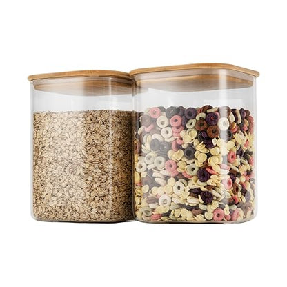 D2scrma 115oz/3.6Qt/3400ml Square Glass Storage Containers with Lids 2-Pack - size: 115oz*2