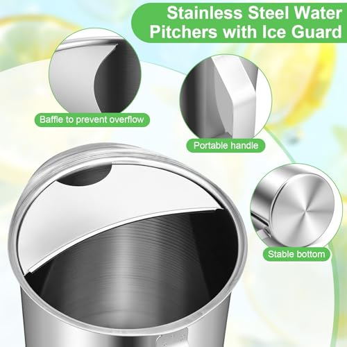 3 Pack 50.7 fl oz/1.5 L Stainless Steel Pitcher with Ice Catcher