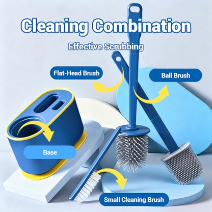Toilet Brush Set, Bathroom Accessories, Toilet Bowl Cleaners, Deep Cleansing Multifunctional Hanging Toilet Brush Set for Bathroom(Bule) - color: Blue