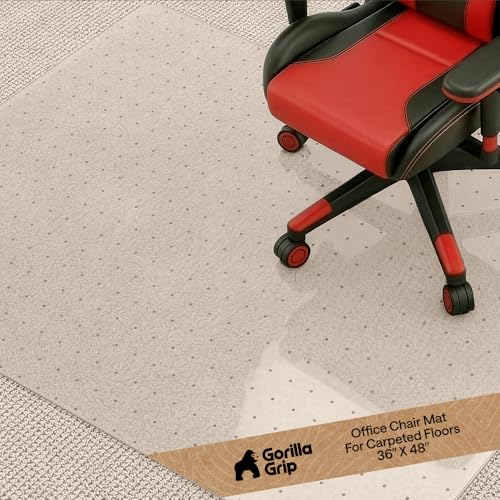 GORILLA GRIP Office Chair Mat for Carpet Floors, Heavy Duty 36x48 Clear - size: 36"x48", style: Carpet Floor