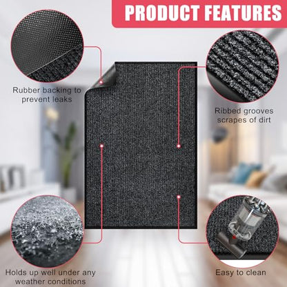 Kuyal Front Door Mat, 4'x8' Indoor Outdoor Entrance Mat - size: 48" x 96"