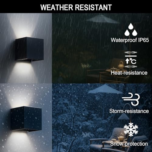 Led Wall Sconce Light, Modern Outdoor Lights for House, Led Wall Lights for Bedroom, 20W Adjustable Up&Down Lighting/Waterproof Matt Black Aluminium/ 6500K,1 Pack - color: 6500K 1 Pack