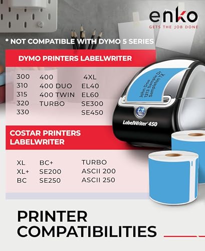 enKo 30256 6 Rolls | 1800 Cyan Direct Thermal Labels (2-5/16 x 4 in) - color: Cyan (Blue)