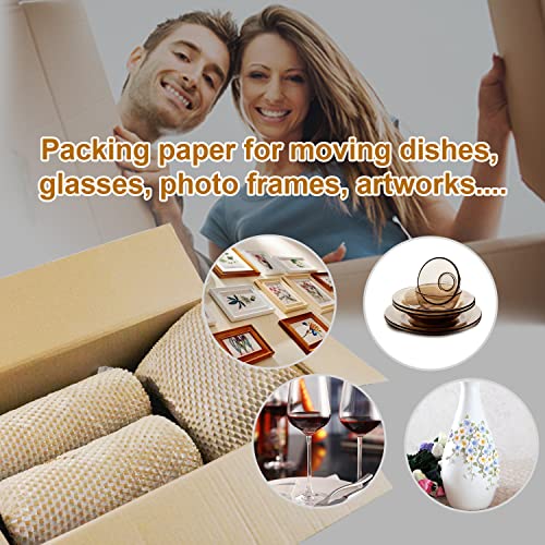 Honeycomb Packing Paper Roll 12" x 295 FT with Fragile Stickers– Biodegradable Cushioning Wrap for Moving, Shipping & Gift Wrapping – 100% Recyclable, FSC Certified Eco-Friendly Packaging - size: 12" x 295ft