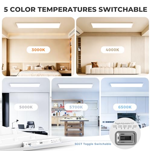 1x4 LED Flat Panel Light Surface Mount 6 Pack,5CCT Selectable,White - color: White