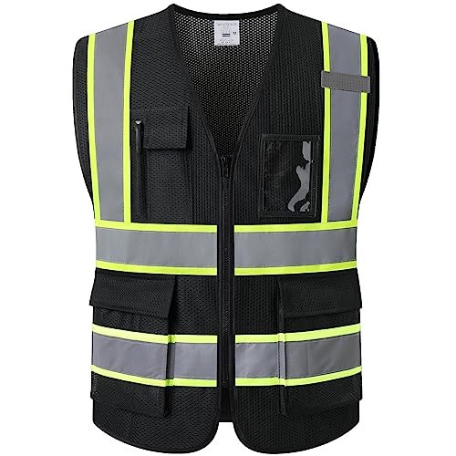 Hi Vis Reflective Safety Vest for Men Women,Meets ANSI/ISEA - color: Black, size: 3X-Large