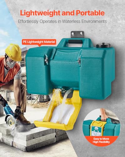 VEVOR Portable Eye Wash Station 8 Gal, OSHA-Approved Eyewash Station Wall-Mounted/On Flat Surface, Emergency Eye Wash Unit with 2 Sprays, First Aid Eyewash Units for Schools, Labs, Factories, Green - style: Portable Eye Wash Station 8 Gal