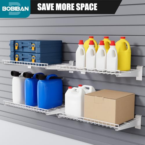 4 Pack Metal Slatwall Shelves 16X8.3 Inch, White - color: White, size: S4PC