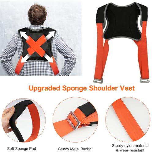 Moving Straps, 2-Person Adjustable Shoulder Moving Lifting Straps and 1-Person Handle Lifting System, Safety Easily for Moving Furniture, Appliances, Mattresses Heavy Objects up to 880lbs - color: Orange