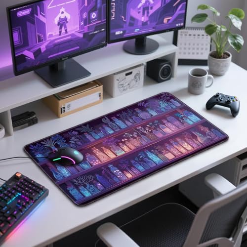 Mystical Potion Bottles Large Gaming Mouse Pad Desk Mat 31.5x15.7 - color: Mystical Potion Bottles