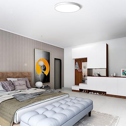 CHARYJOD LED Flush Mount Ceiling Light Fixture 12Inch, 24W Flat Light,5000K Ultra Thin Surface Panel Low Profile for Bedroom Kitchen Bathroom Garage Living Room, White (DC-CJ-0030-24W-50K) - color: White, size: 12Inch-1Pack