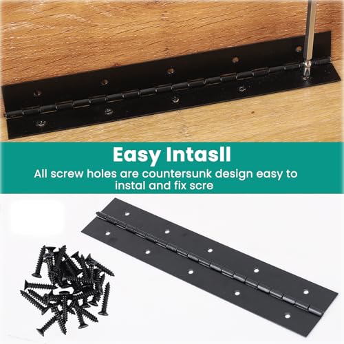 2Pcs 18inch Black Heavy Duty Stainless Steel Continuous&Piano Hinges - size: 18"-2PACK