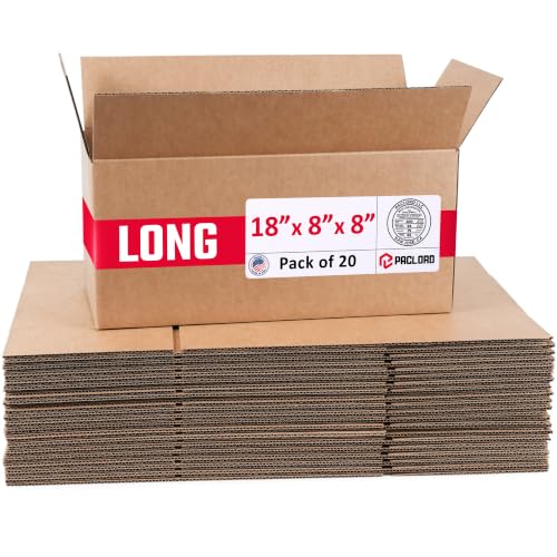 Long Cardboard Boxes 18"L x 8"W x 8"H (Pack of 20) - USA-Made Packing Boxes for Moving, Shipping, or Storage - USPS, UPS, FedEx Approved - Professional Packing Supplies for Moving - color: Pack of 20, size: Long 18x8x8"