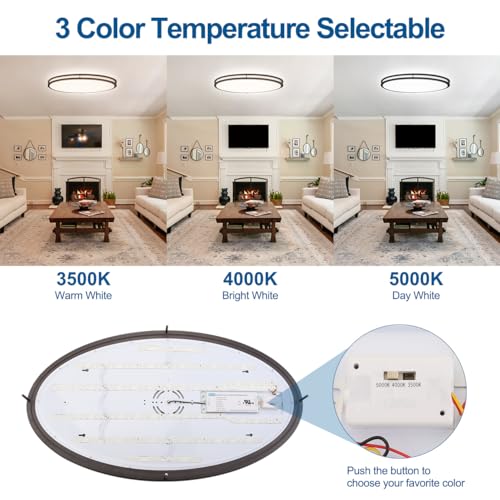 DAKASON 2Pack 32In Oval LED Flush Mount Ceiling Light for Kitchen 50W 3CCT - color: Oil Rubbed Brown - 2Pack