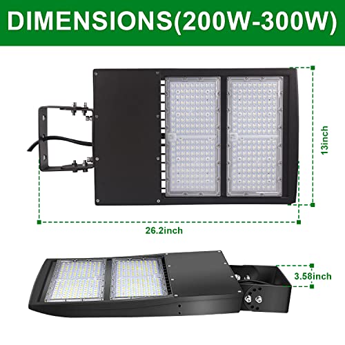 LED Parking Lot Lights 300W Shoebox Street Pole Lighting Fixture 4000K - color: 300W + (100-277V 4000K), size: Yoke Mount Bracket