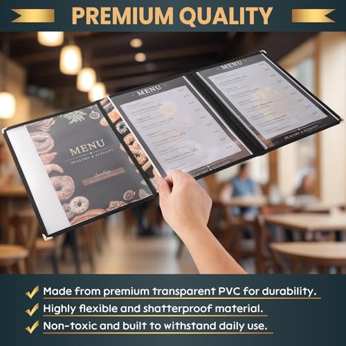 8.5 x 11 Inch Menu Covers, 10 Pack 3 Page 6 View Menu Sleeves - size: 3 page