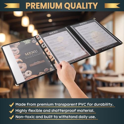 8.5 x 11 Inch Menu Covers, 10 Pack 3 Page 6 View Menu Sleeves - size: 3 page