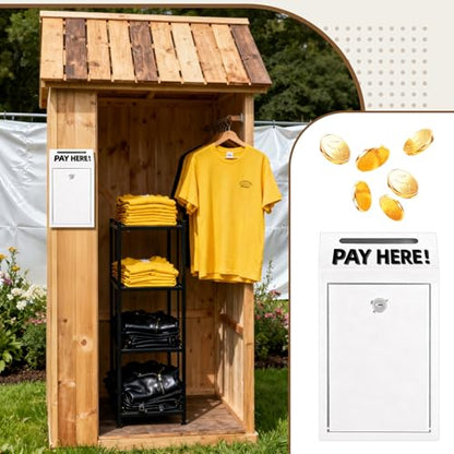Cash Money Box with Slot – 10.2In Metal Donation Box with Lock for Cash Deposit,Wall Mounted Money Drop with Lock and Slot for Home/Farm/Office/Outdoors (White) - color: White
