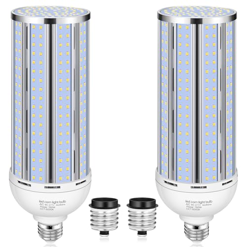 XYCN 2 Pack 150W Corn LED Light Bulb Fanless,5000K Daylight(1500 Watt Equivalent) E26/E39 Large Mogul Base LED Cob Lamp 21,500LM for Outdoor Indoor Garage Warehouse Factory Workshop Street Backyard - size: 150W 2pack corn bulb