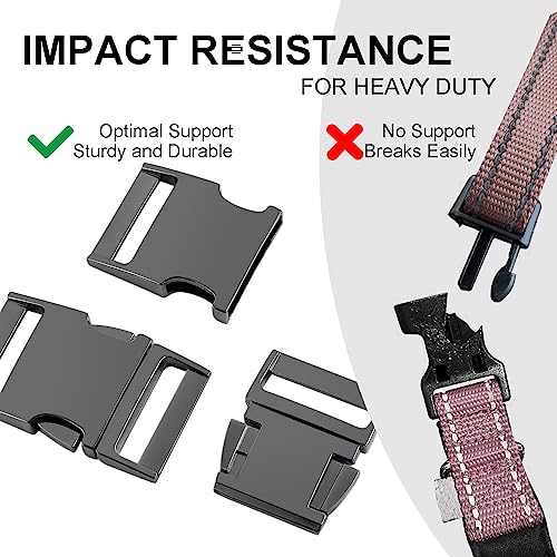 CooBigo 10 Pack Bulk Dog Collar Hardware Metal Buckle 1 inch Webbing Backpack Buckle Replacement Backpack Strap Kit Prong Collar Clip Buckles(GunBlack) - color: 10pcs 1" Gunblack