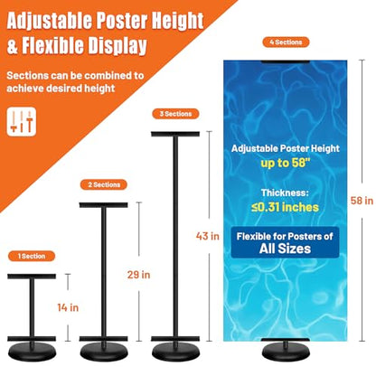 6Pack Adjustable Poster Stand for Display, Single-Sided Floor Pedestal Sign Holder, Poster Board Easel Stand up to 58", Welcome Sign Stand for Foam & Board, Wedding, Business & Events – Black - size: 6 Pack